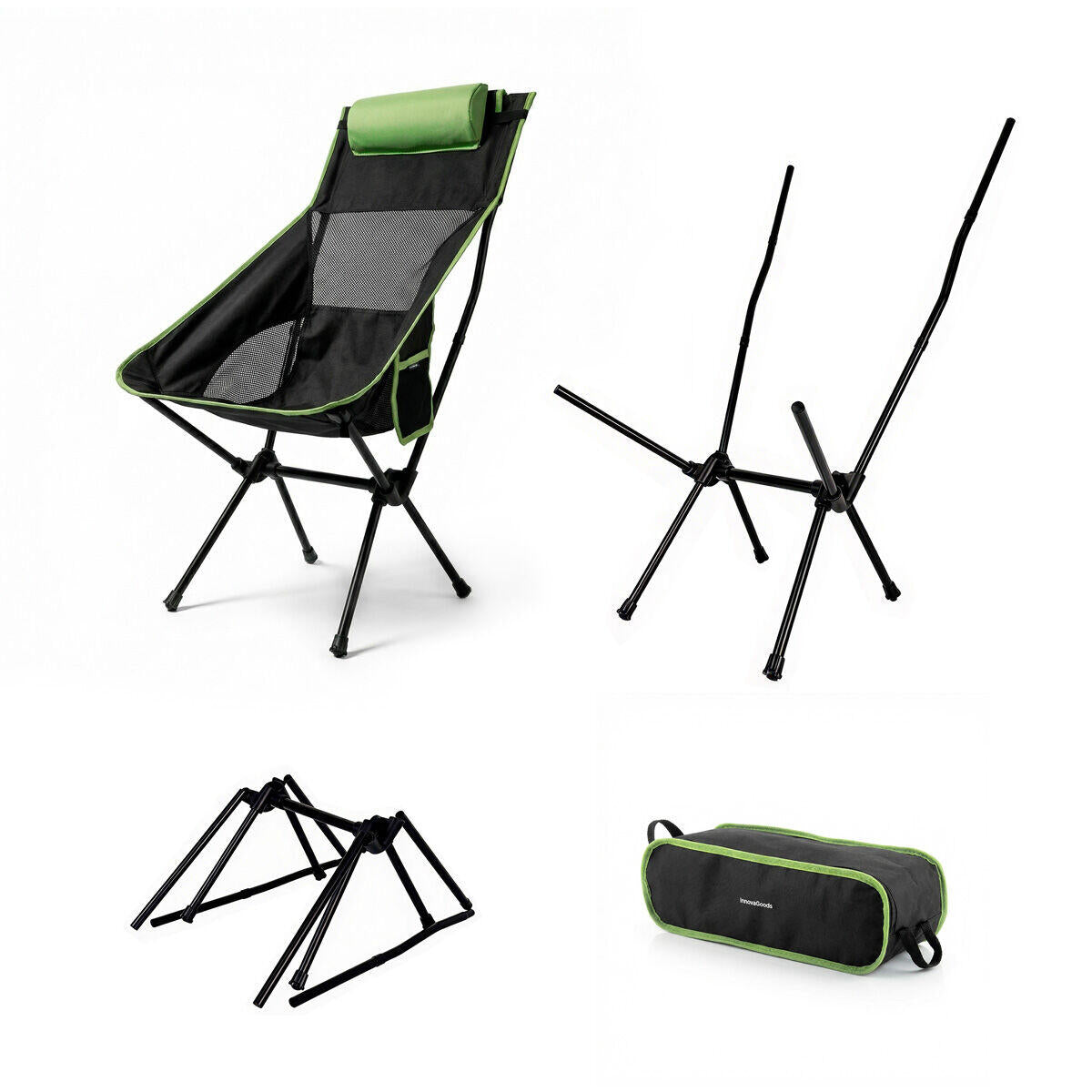 Silla Mecedora Plegable de Camping 2 en 1 con Bolsillo, Cojín y Bolsa de Transporte Trillow InnovaGoods