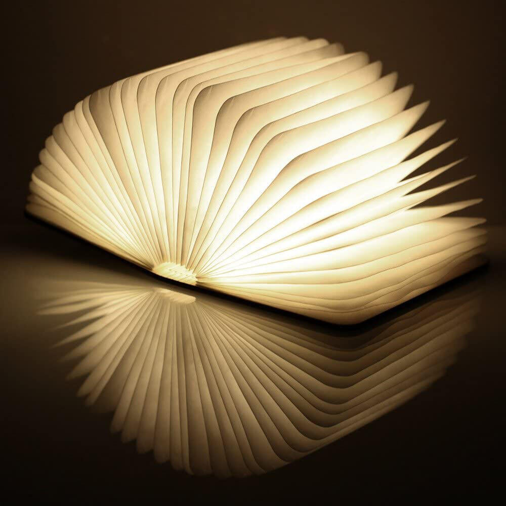 Lampara Libro Plegable de Madera  Lampara Mesilla de Noche Ideal Decoración Casa y Habitación Regalo Original
