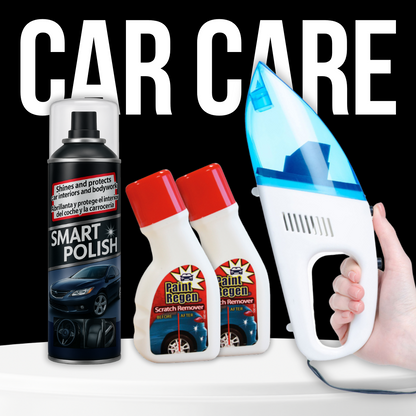 Kit 3 en 1 para coche: elimina arañazos, da brillo y aspira tu coche como un profesional