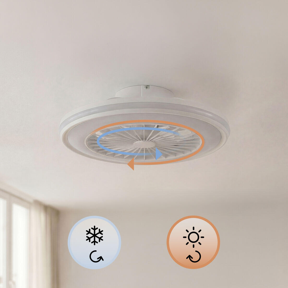 Ventilador de Techo con Luz LED RGB, Aspas Ocultas y Mando a Distancia Nexory InnovaGoods