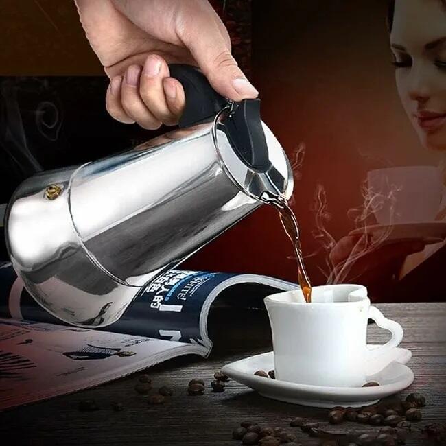Cafetera Italiana De Acero Inoxidable  6 Tazas Inducción